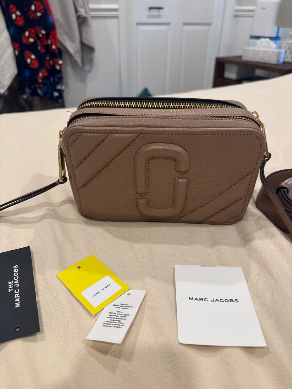 Marc Jacobs Taupe Pebbled Leather Crossbody Camera Bag